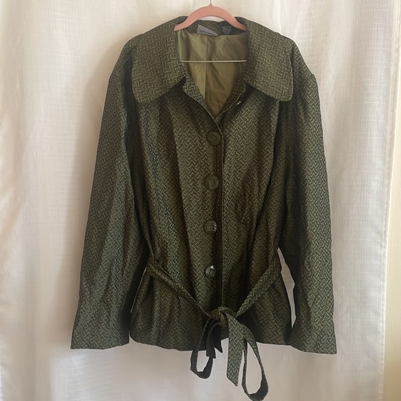 Maggie Barnes green patterned women’s tie jacket coat in plus size 4X - Picture 1 of 5
